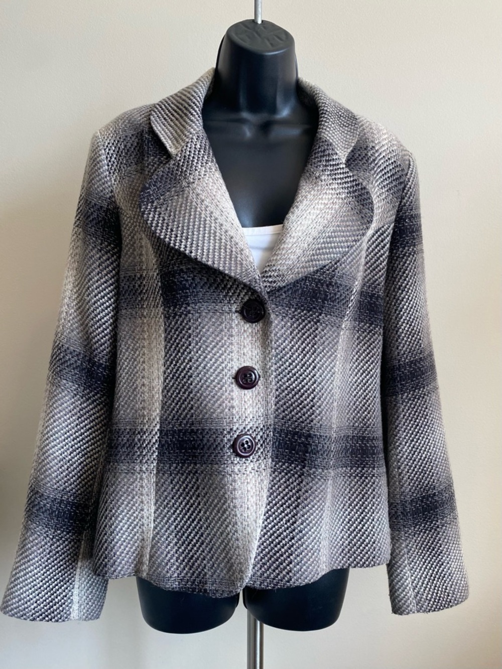 Laura plaid‎ wool blend blazer